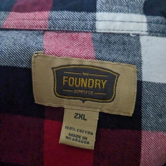 Foundry Red Plaid Long-Sleeve Flannel Shirt – Size 2XL - Picture 4 of 5